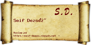 Seif Dezső névjegykártya