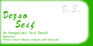 dezso seif business card